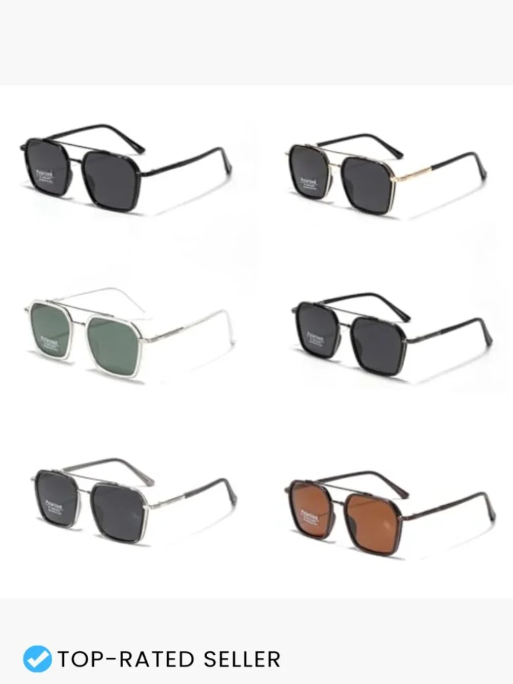 Square Frame Sunglasses Tr90 Double Bridge Polarized TAC Lens Retro Unisex